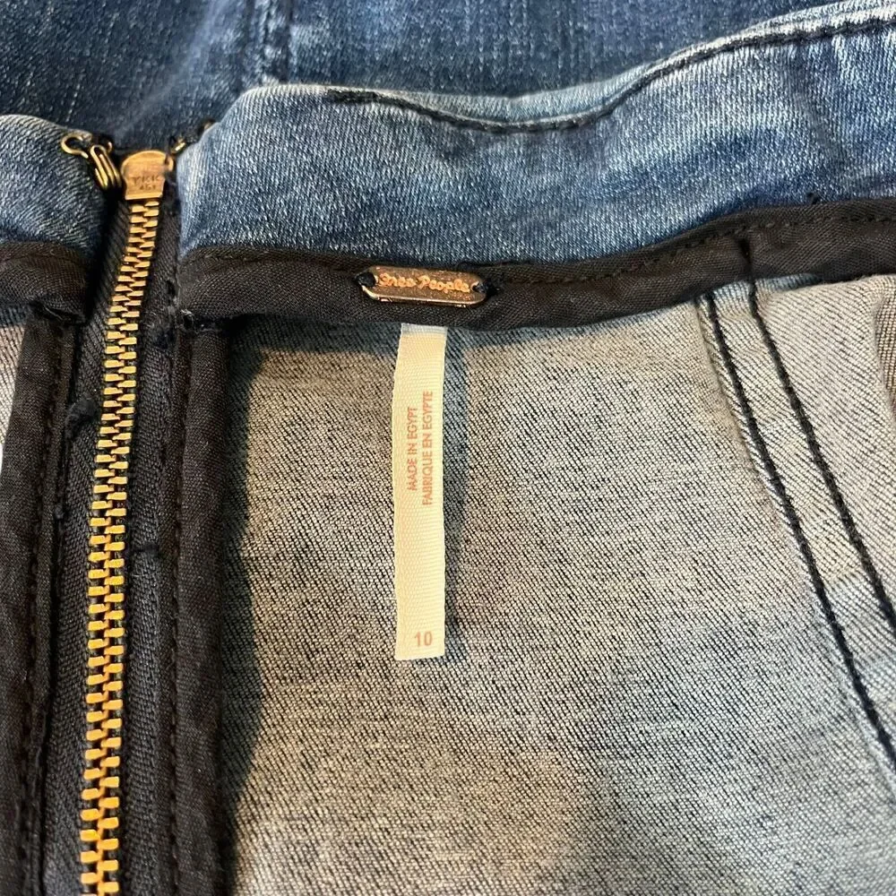 Free People Skirt Womens 10 Blue Denim Jean Mini Normcore